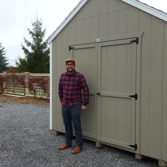 Garden Style wooden storage shed light grey