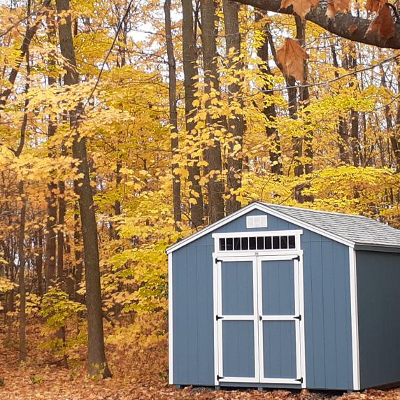Garden storage shed in the woods
