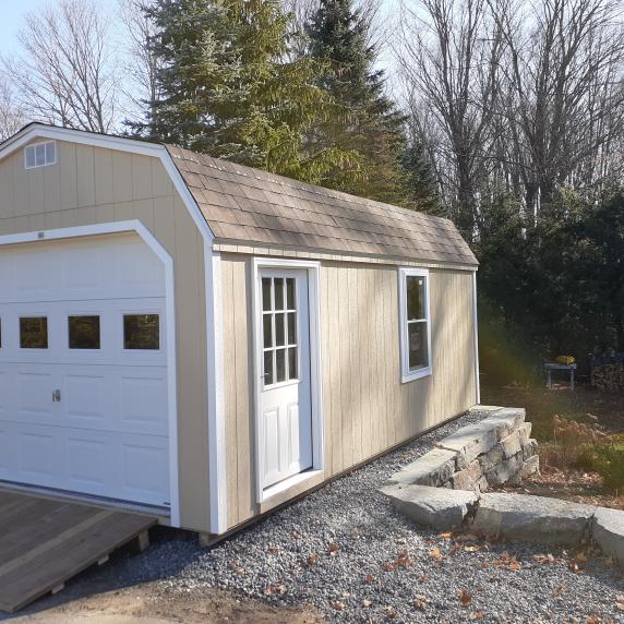 gambrel roof garage beige