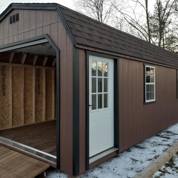 loft portable garage chocolate brown with dark chocolate brown trim