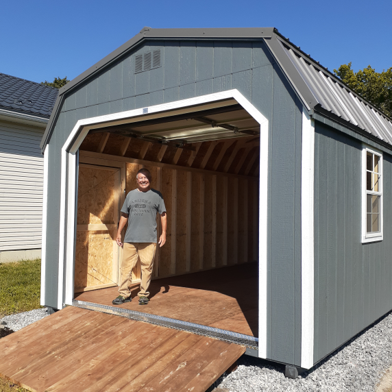 mini-garage gambrel roof better way sheds
